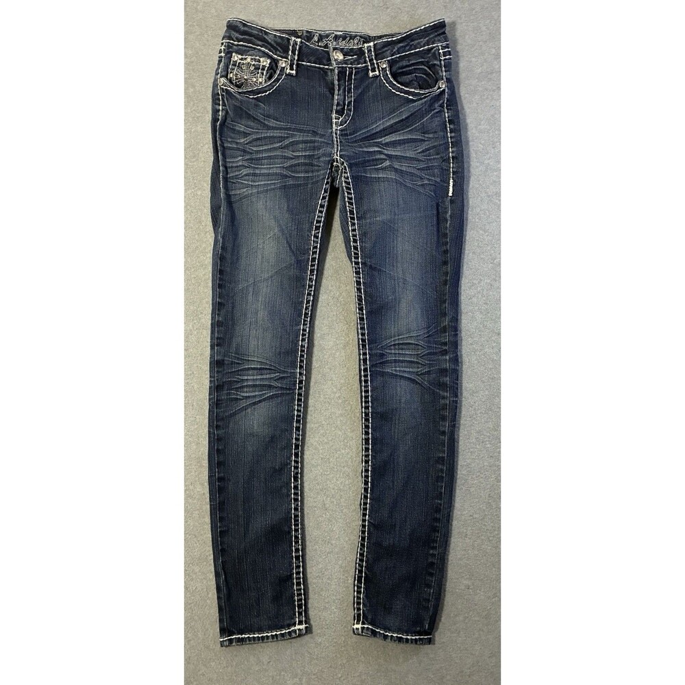Women’s LA Idol Jeans Size 9 W31 L31.5 Bootcut Rhinestone Studded Y2K Denim